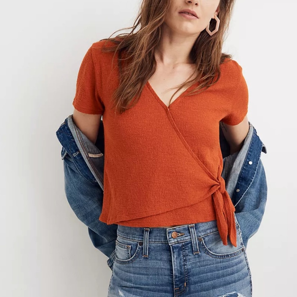Madewell wrap tie front top XL